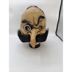 Don Post Bald Man Big Nose Moustache Ears Rubber Mask Monocle Steampunk Robotnik